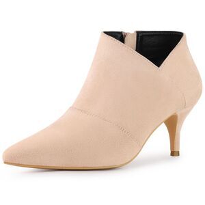 Pointed Toe Cutout Kitten Heel Nude Ankle Booties